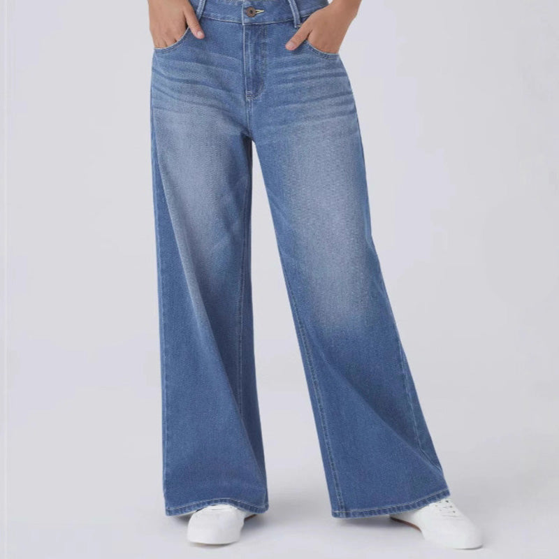 Damejeans med vid benvidde og lommer