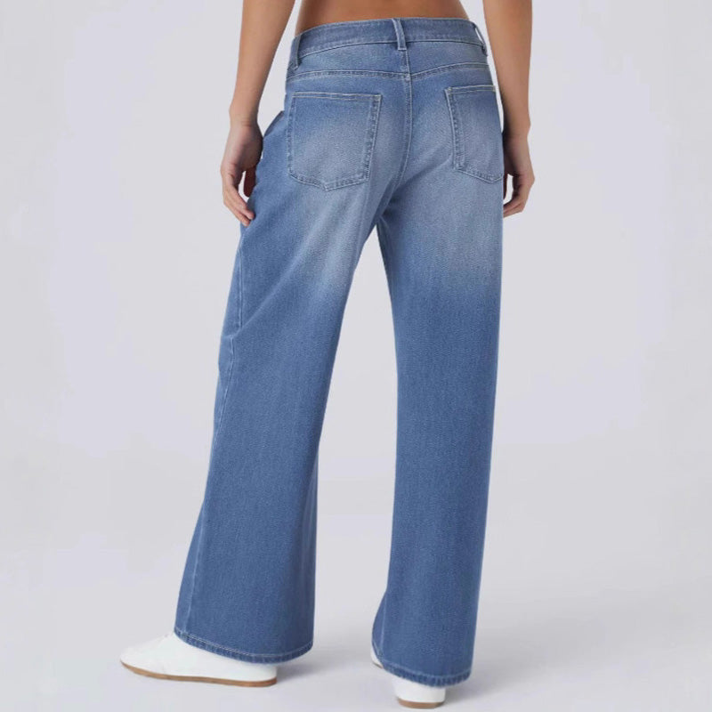 Damejeans med vid benvidde og lommer