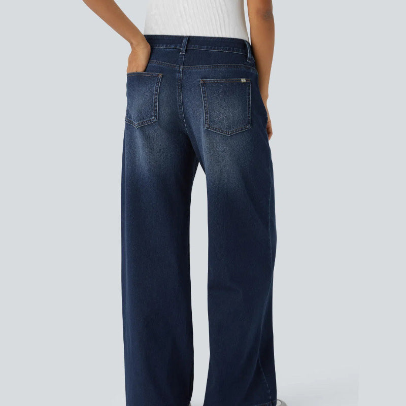 Damejeans med vid benvidde og lommer
