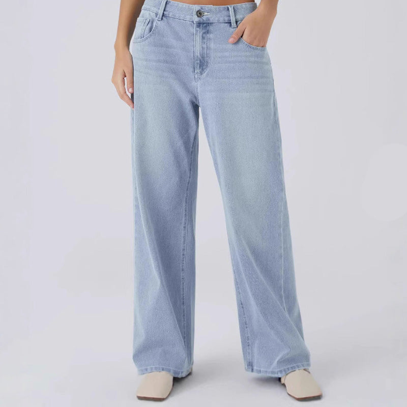 Damejeans med vid benvidde og lommer