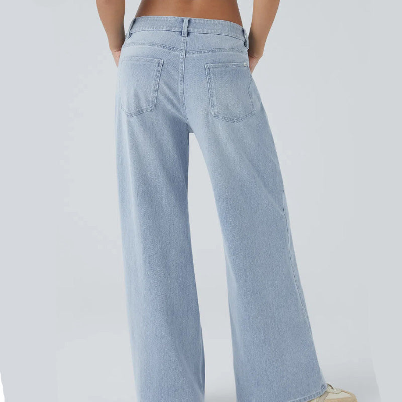 Damejeans med vid benvidde og lommer