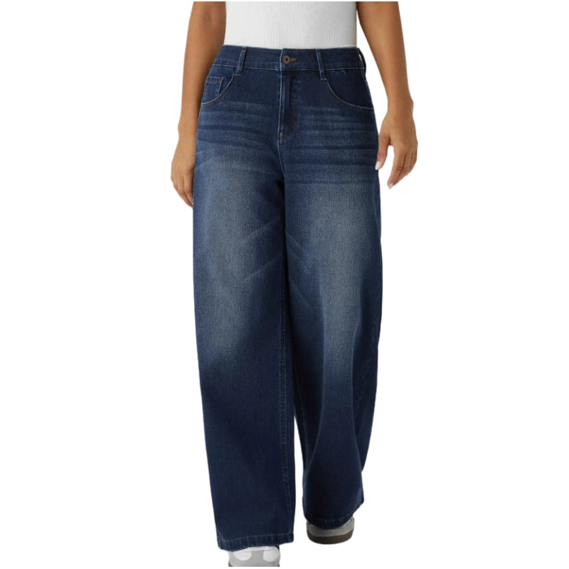 Damejeans med vid benvidde og lommer